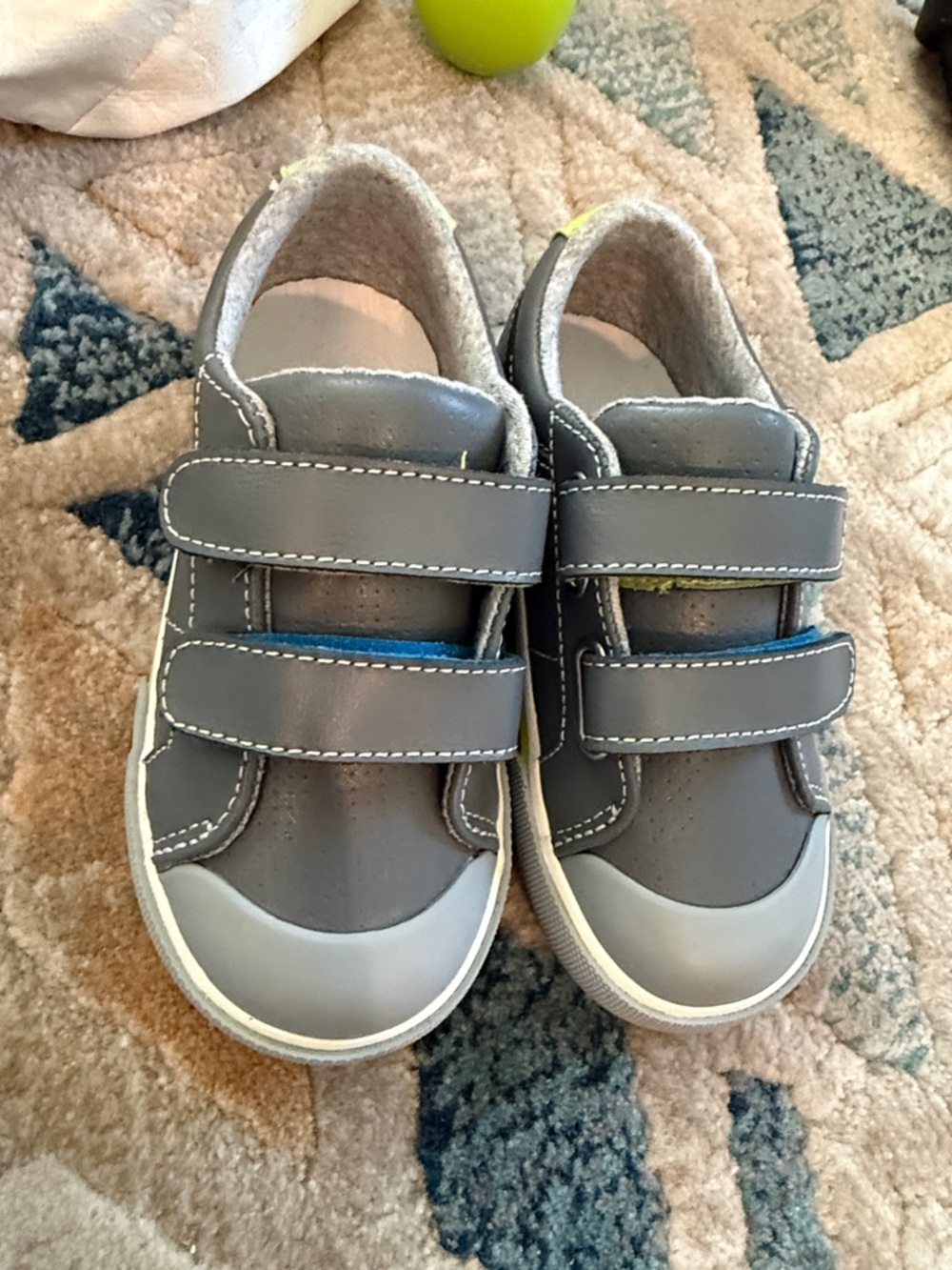 See Kai Run Gray Velcro Sneakers with Blue Accent
